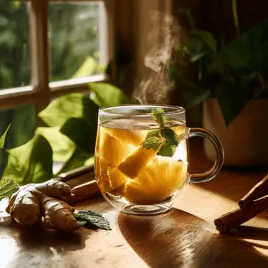 Costa Rican tea with ginger, pineapple, and mint