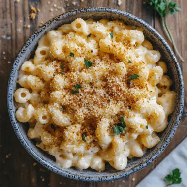 creamy air fryer mac and cheese in a bowl