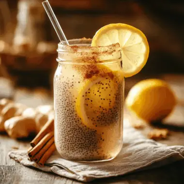 Natural Zepbound drink with fresh chia, lemon, and ginger
