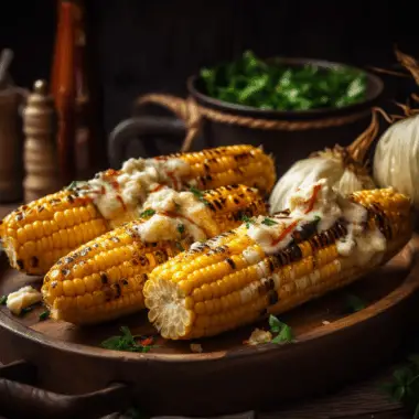 Cheesy garlic butter corn on the cob with mozzarella