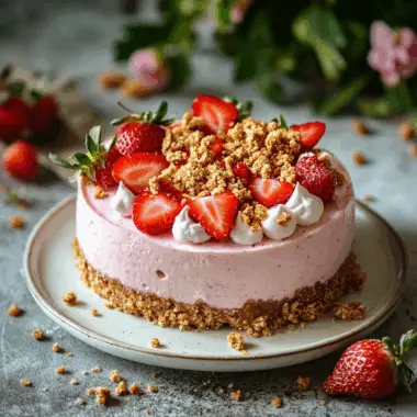 Berrylicious strawberry crunch cheesecake on display