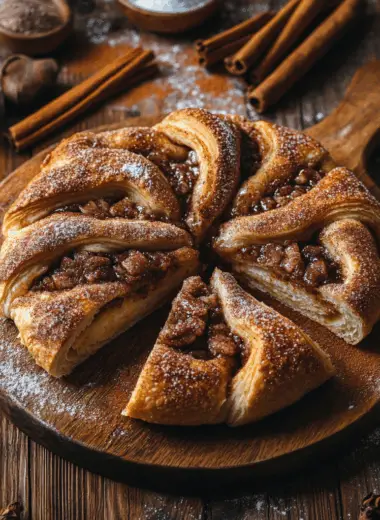 Cinnamon sugar pizza crescent rolls on board