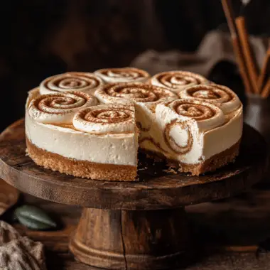Cinnamon roll honeybun cheesecake with cream cheese frosting