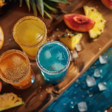 Hoochie mama shots recipe with tropical garnishes