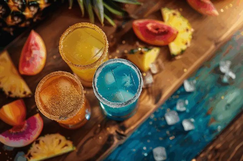 Hoochie mama shots recipe with tropical garnishes