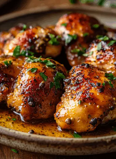 Sweet and spicy honey pepper chicken plated