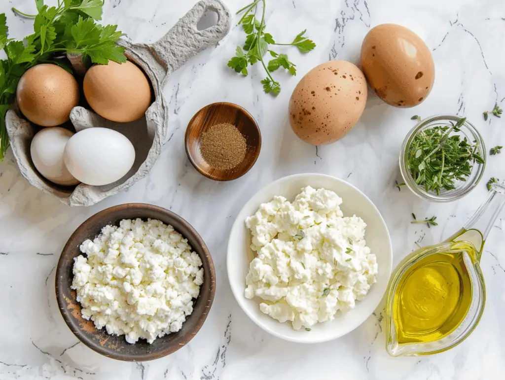 Ingredients for cloud bread with cottage cheese