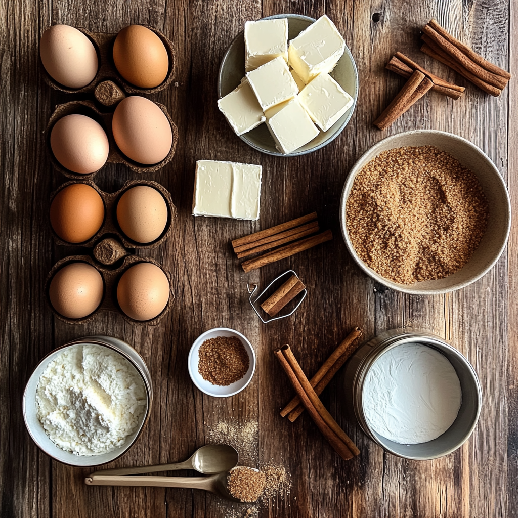 Ingredients for cinnamon roll honeybun cheesecake
