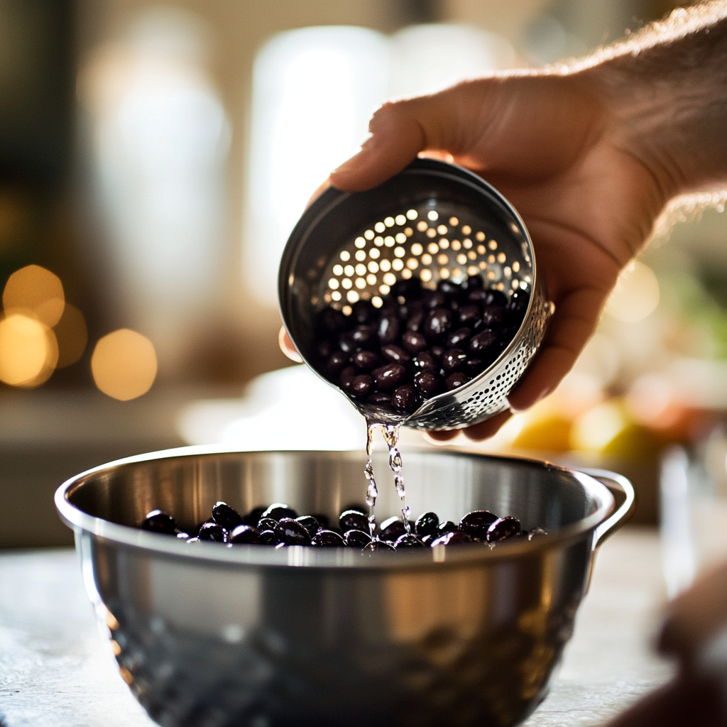 draining black beans colander