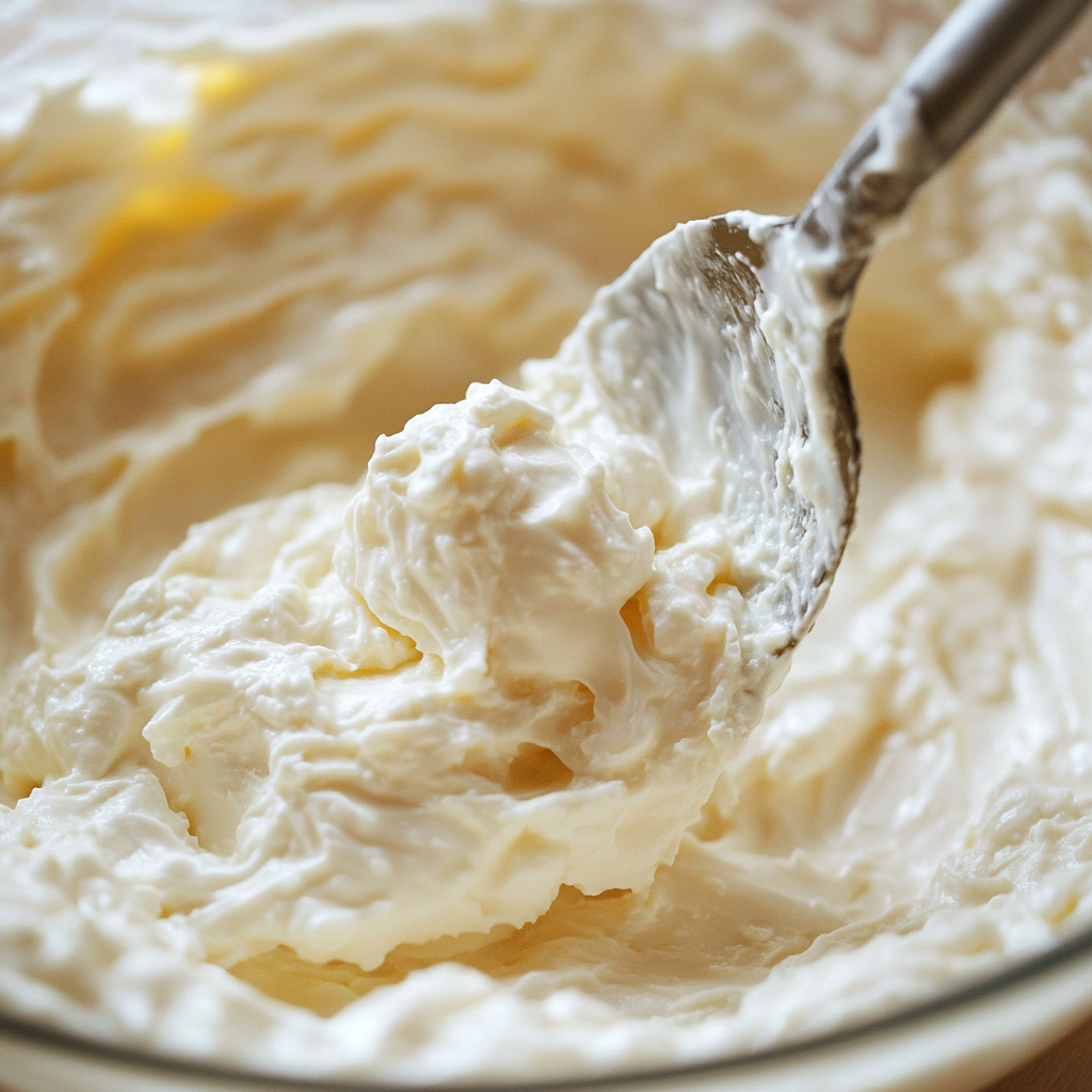 Folding egg whites into blueberry cloud bread batter