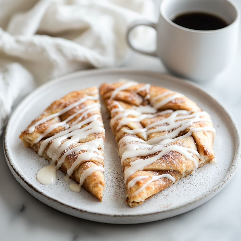 Cinnamon sugar crescent rolls served with glaze