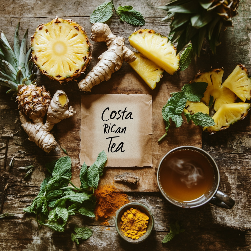 Costa Rican tea recipe card layout