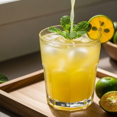 Calamansi drinks recipe with ice and mint