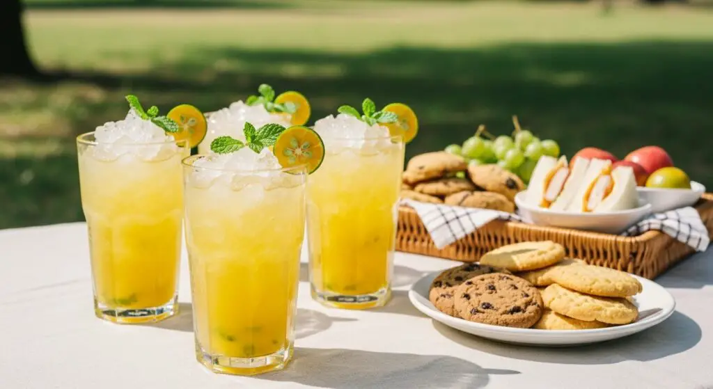 Calamansi drink served over ice with garnish