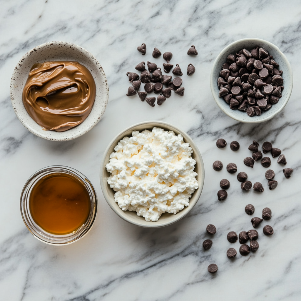 cottage cheese cookie dough ingredients laid out