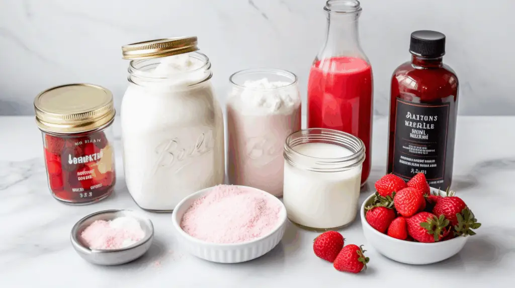 Ingredients for homemade Firework Frappuccino recipe