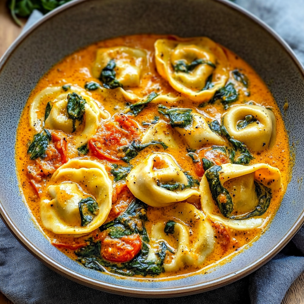 Creamy Spinach Tomato Tortellini Recipe
