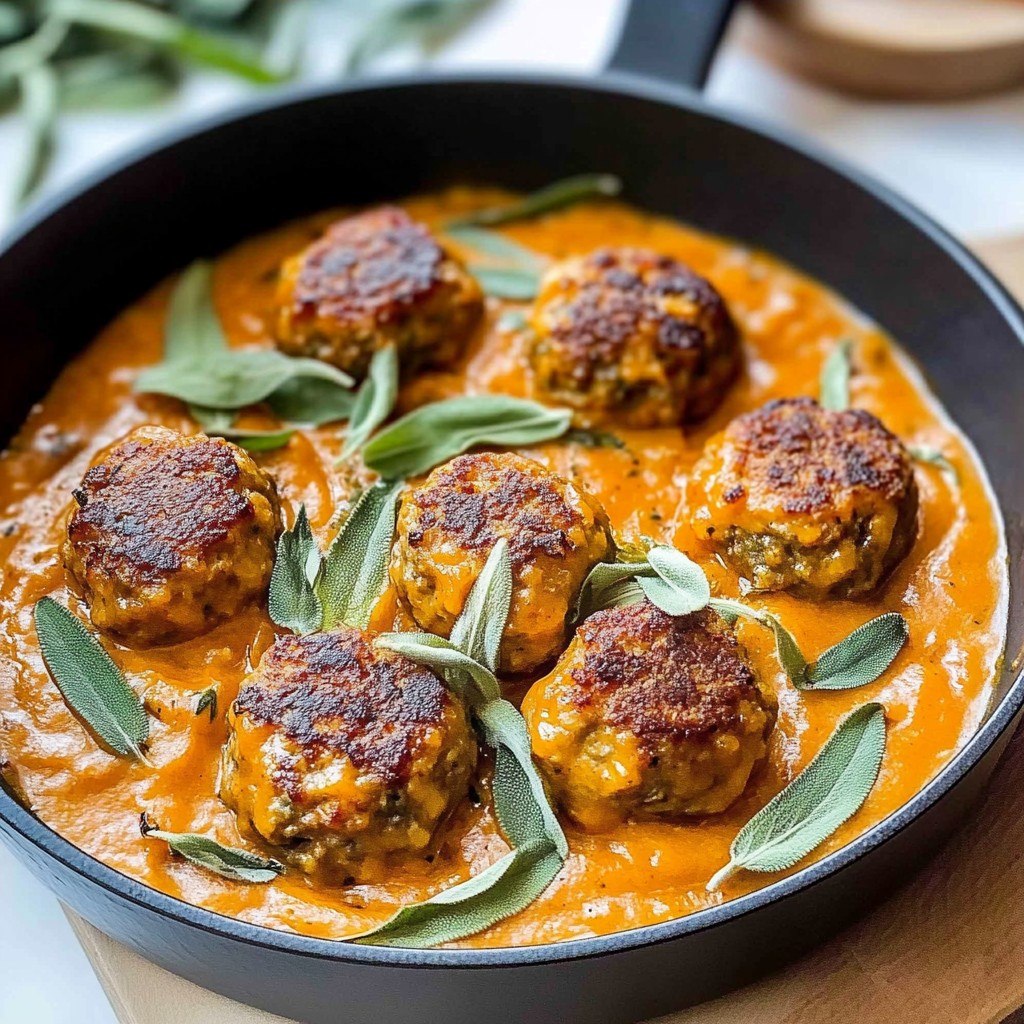 Turkey Meatballs in Pumpkin Sage Sauce
