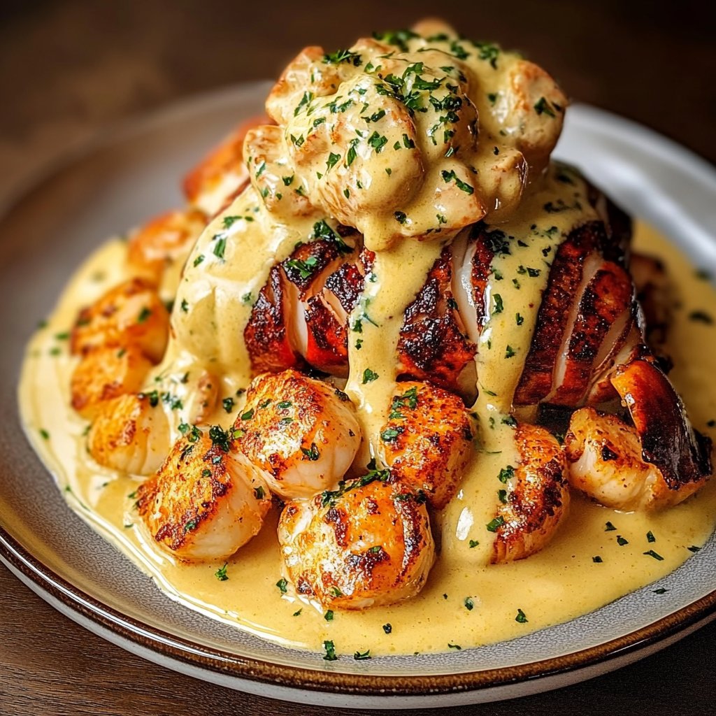 Cajun Lobster Crab Salmon Alfredo