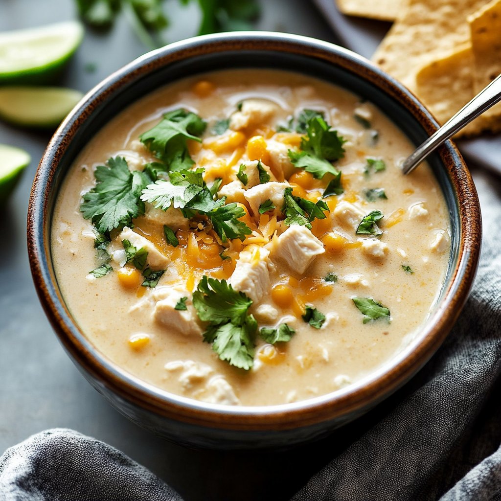 Crockpot White Chicken Chili with Cream Cheese