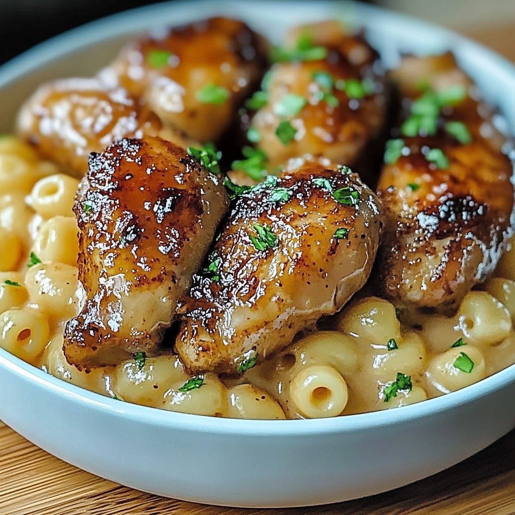 Honey Garlic Butter Chicken with Mac and Cheese