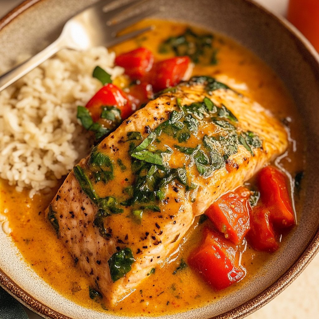Salmon in Roasted Pepper Sauce