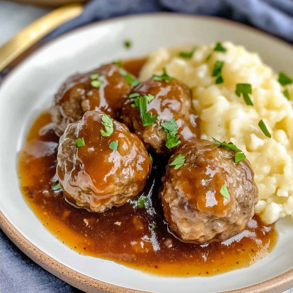Tasty Slow Cooker Salisbury Steak Meatballs