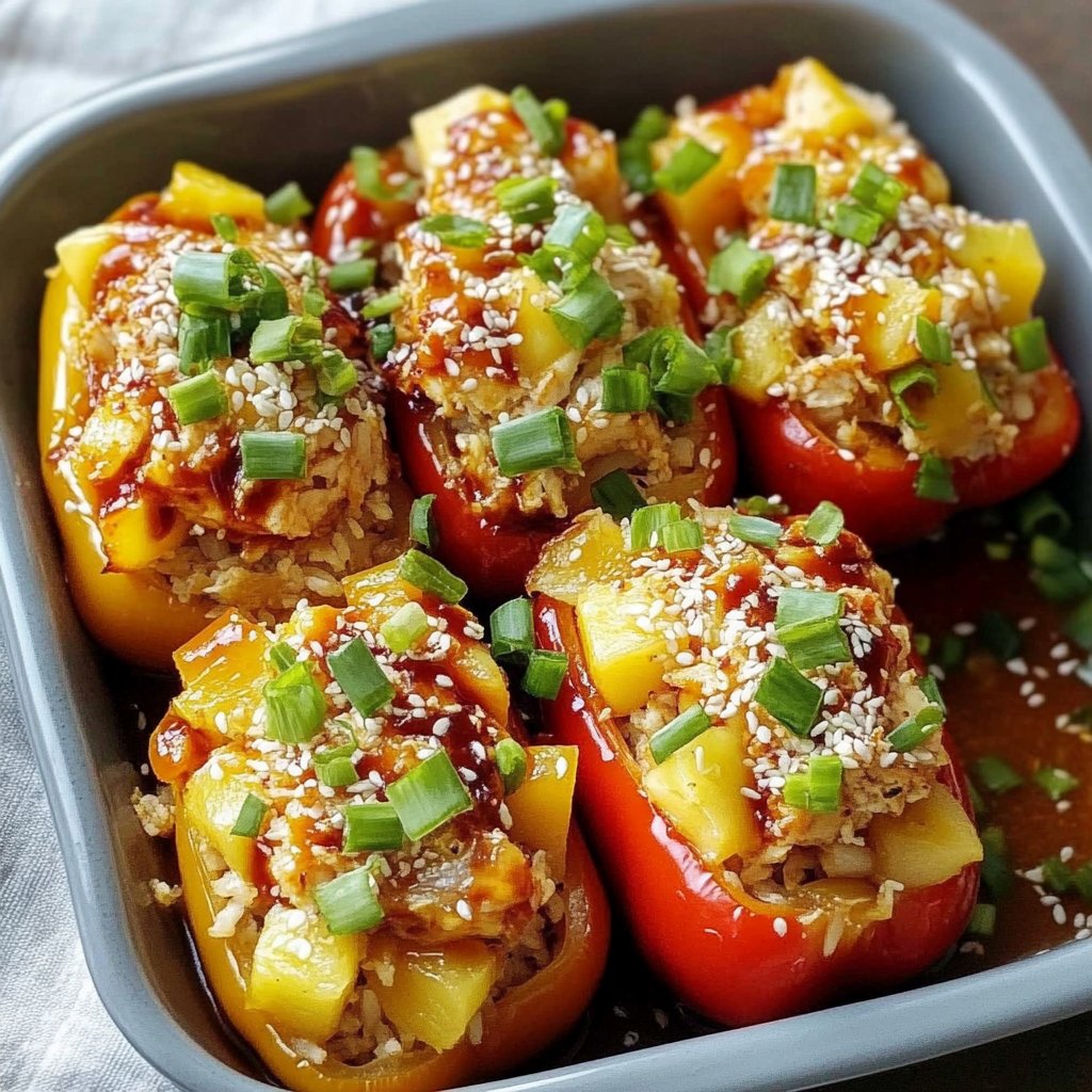 Teriyaki Pineapple Chicken Stuffed Peppers