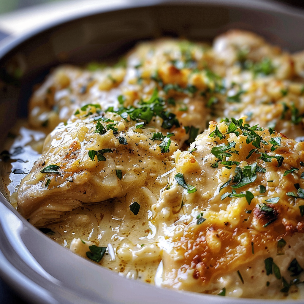 4 Ingredient Crockpot Garlic Parm Chicken