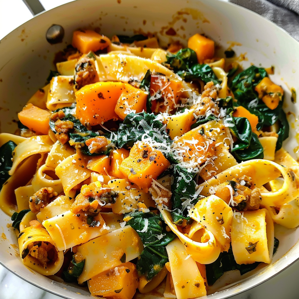 Butternut Squash Pasta with Spinach