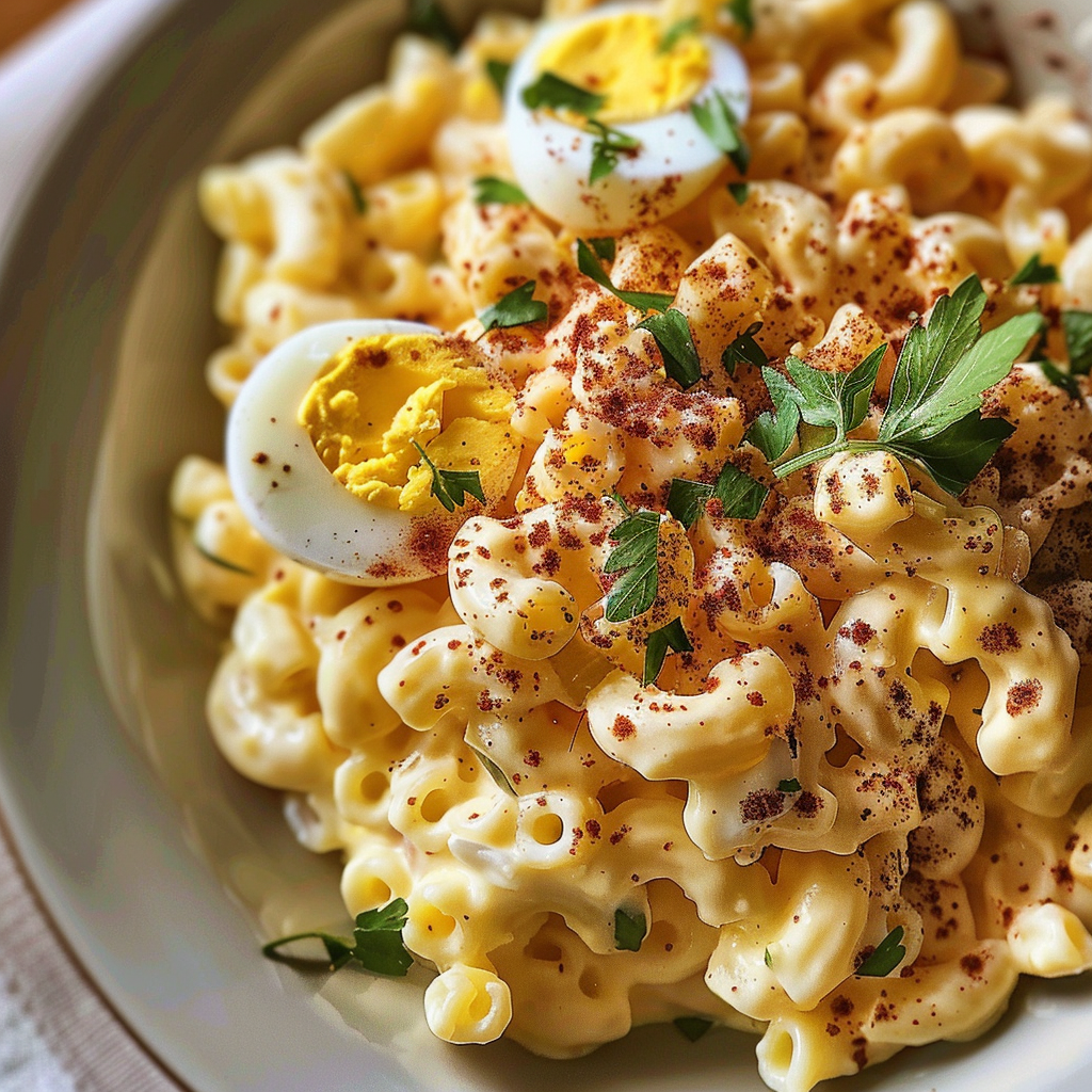 Creamy Deviled Egg Macaroni Salad