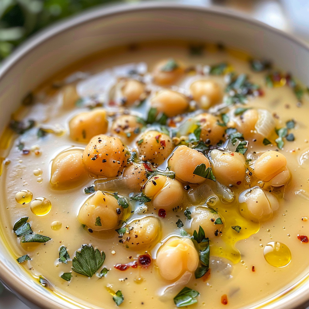 Creamy Garlic Chickpea Soup