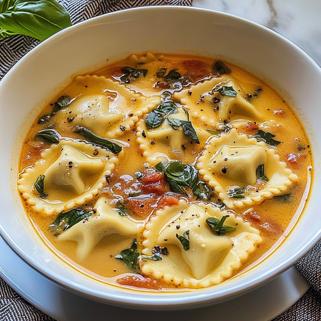 Creamy Tuscan Ravioli Soup