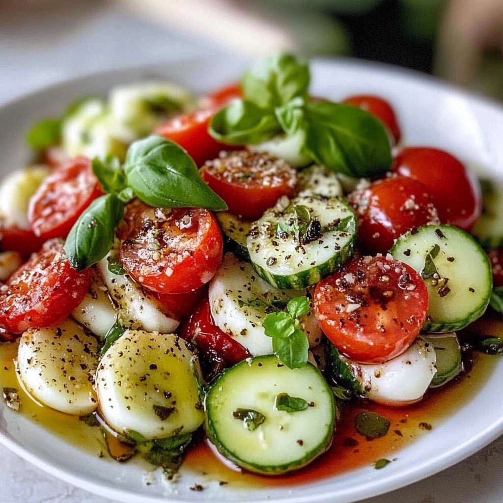 Easy Cucumber Caprese Salad