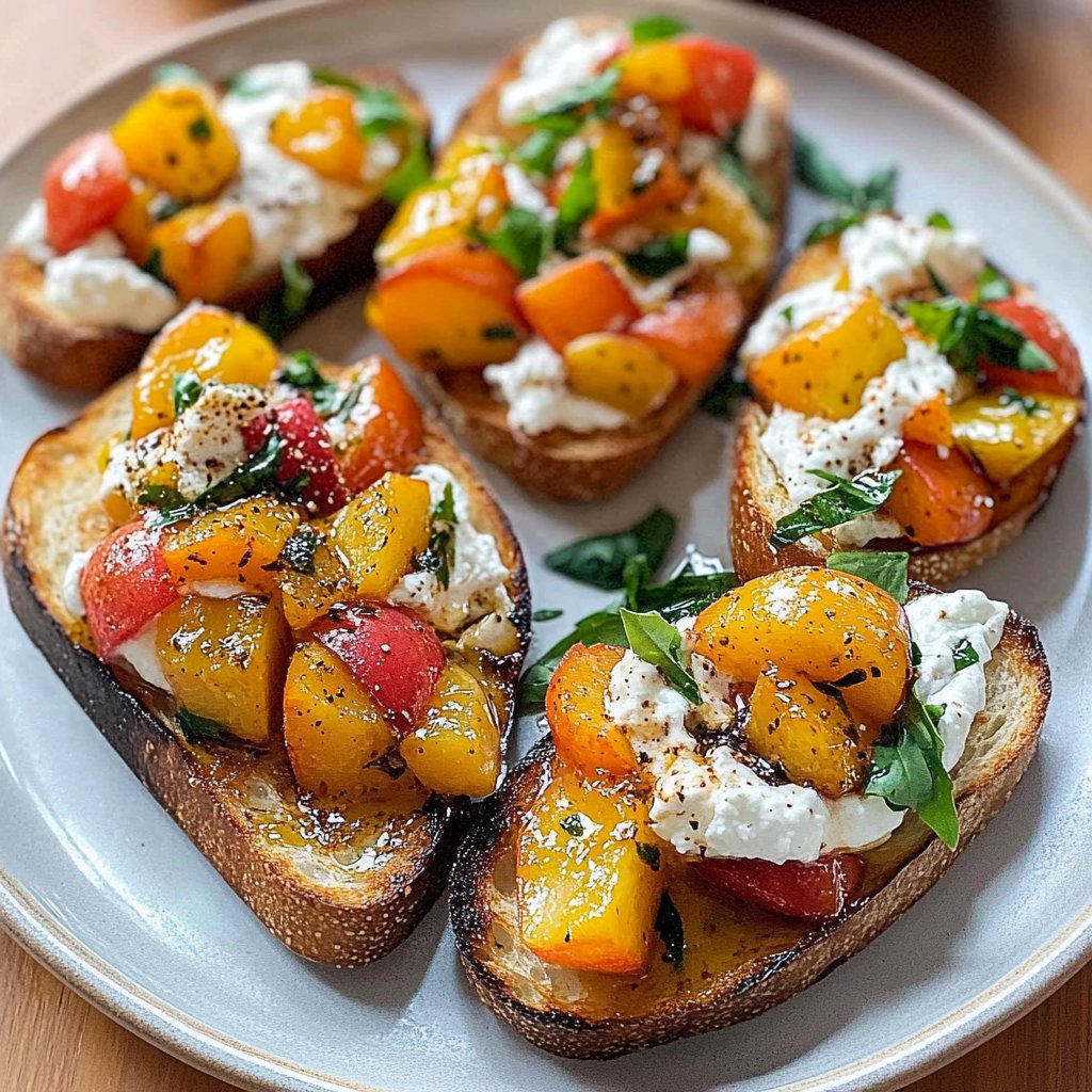 Peach Bruschetta With Whipped Ricotta