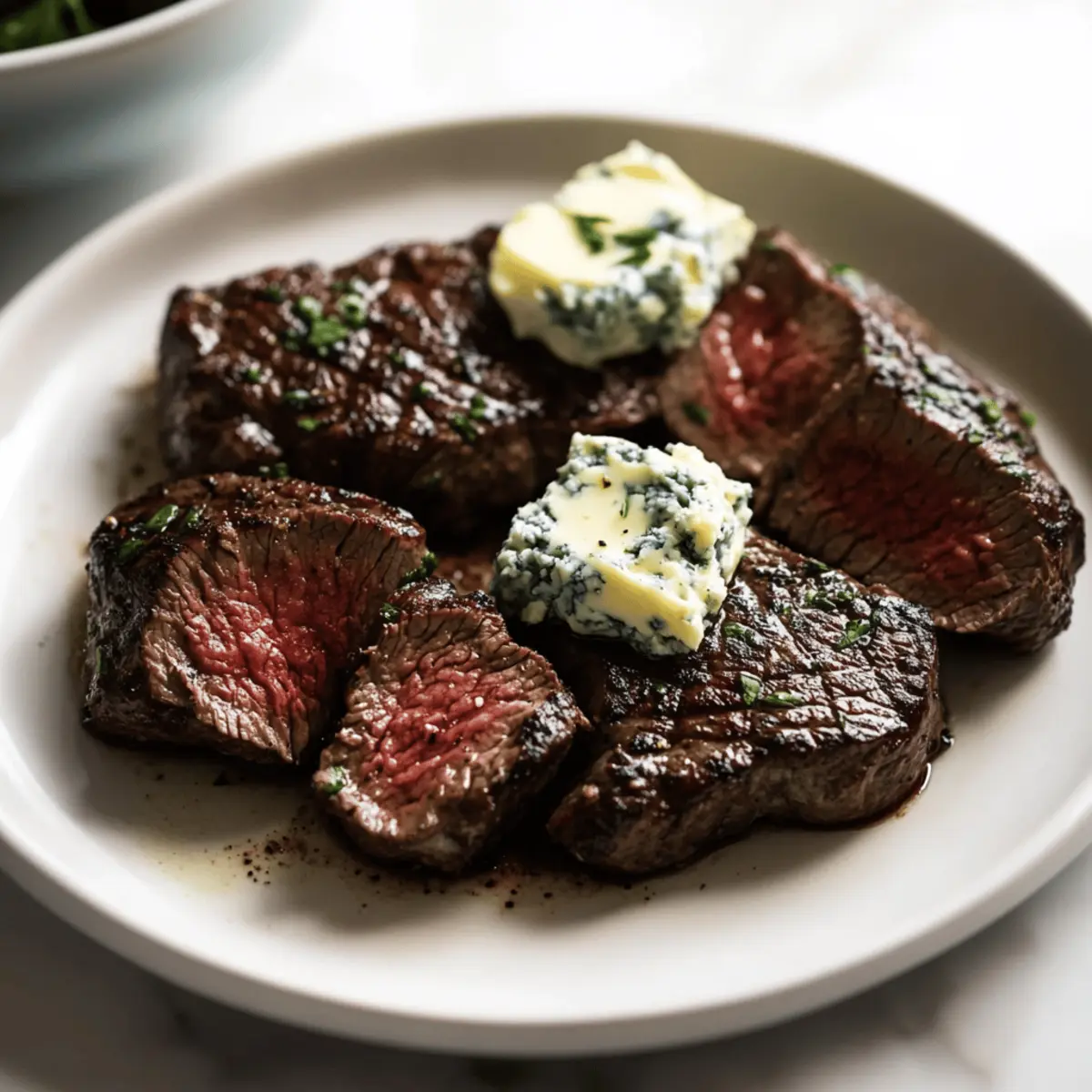 Air Fryer Steak with Blue Cheese Garlic Butter